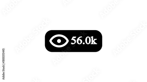Social media view count animation on white background. 4k video