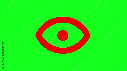 Human eye icon animation on green background.