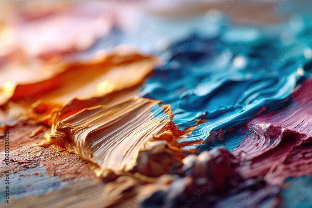 Fototapeta premium Vibrant oil paint textures on palette