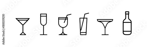 Simple minimalist cocktail party flat icon set bundle sheet