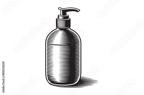 Vintage style bottle with pump dispenser illustration