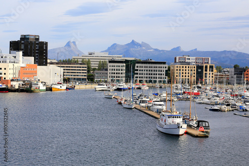 Arriving in Bodø city by ferry and enjoying the view of the city architecture