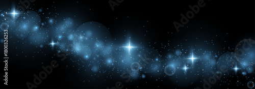 Glowing stardust with motion flare and flowing waves. Bright festive scene with sparkling particles and shimmering light.