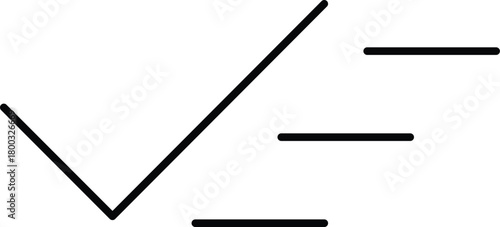 Black check mark symbol with lines