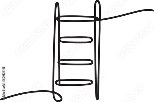 One Line Drawing of a Ladder. one line Icon drawing with white background