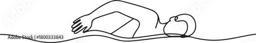 One Line Drawing of a Man Swimming Freestyle. one line Icon drawing with white background