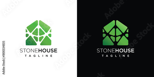 Stone house logo design vector icon illustration.	