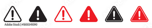 Alert Sign Set – Warning Icon with Exclamation Mark in Triangle, Caution and Attention Symbols