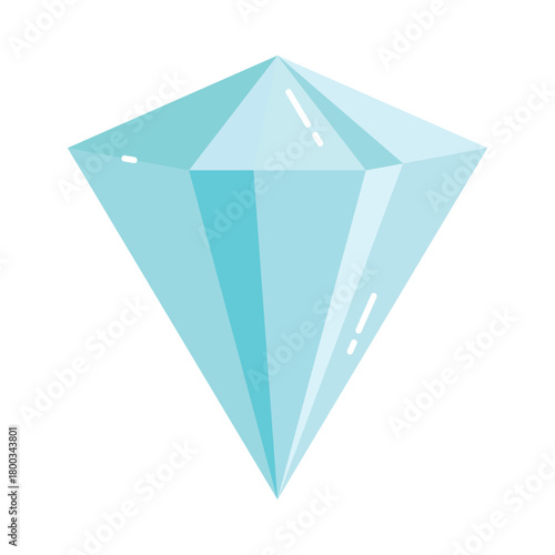 Bright blue diamond gemstone isolated on white background for jewelry and luxury design vector illustration