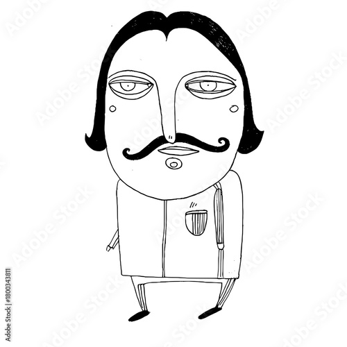 Whimsical character with an intriguing expression in a minimalist art style