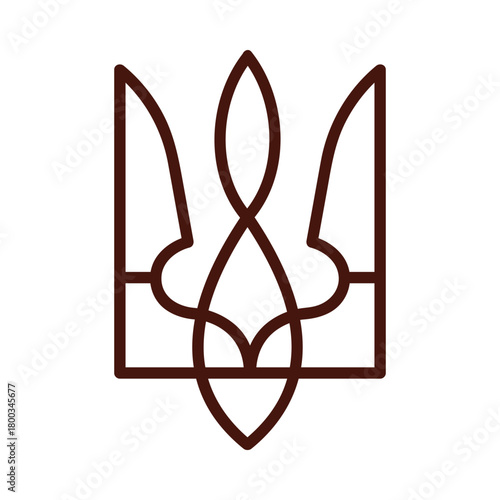 Modern isolated outline of Ukrainian trident emblem on white background vector illustration