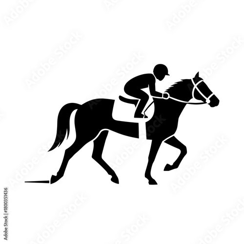 Horse racing icon depicting a jockey riding a horse
