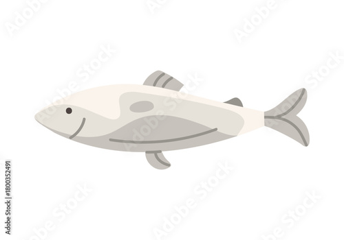 Simple isolated cod fish drawing inspired by Norway seafood culture vector illustration