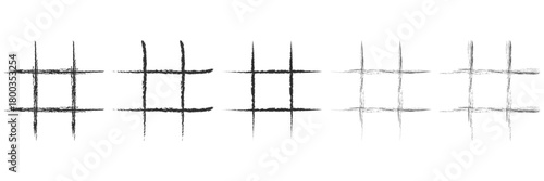 Hashtag icon set. Hashtag sign and symbol. Hashtag icon seo search engine optimization icon. Hashtag icon set for web and mobile. Hashtag icon collection. Hand drawn brush stroke dirty art hashtag set