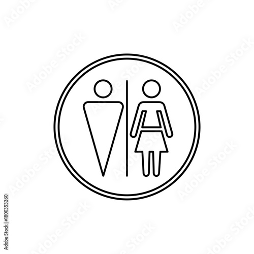 Public restroom icon indicating male and female symbols in a circular design
