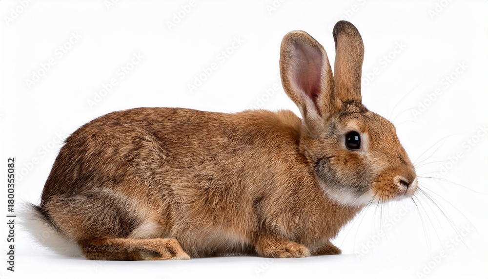 Fototapeta premium brown rabbit sitting isolated on white background