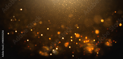 Golden bokeh glitter sparks festive background luxury