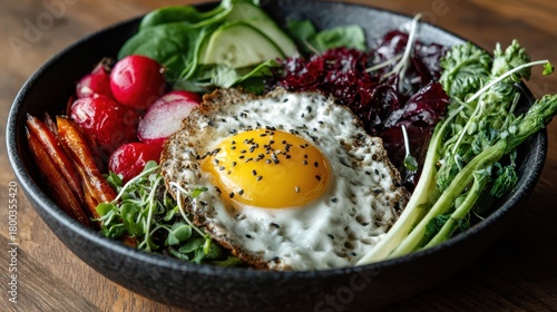 Healthy bowl with a sunny-s...