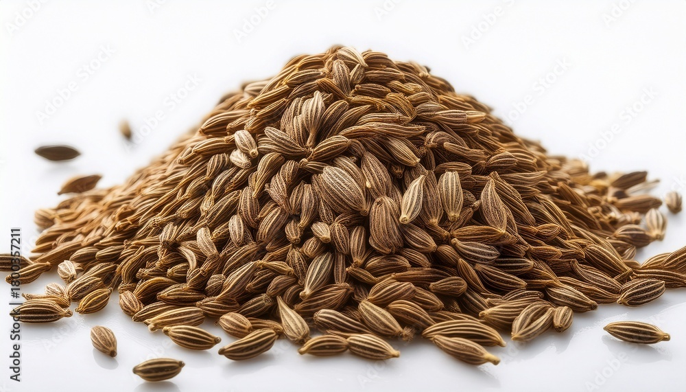 Obraz premium pile of cumin seeds isolated on white background