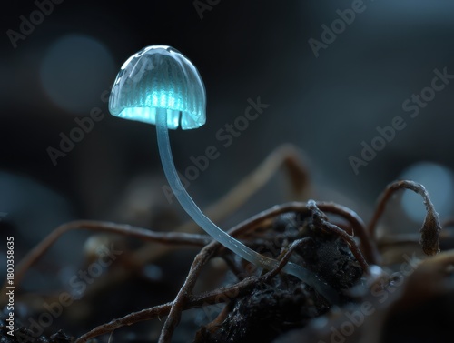 Luminous small mushroom wit...