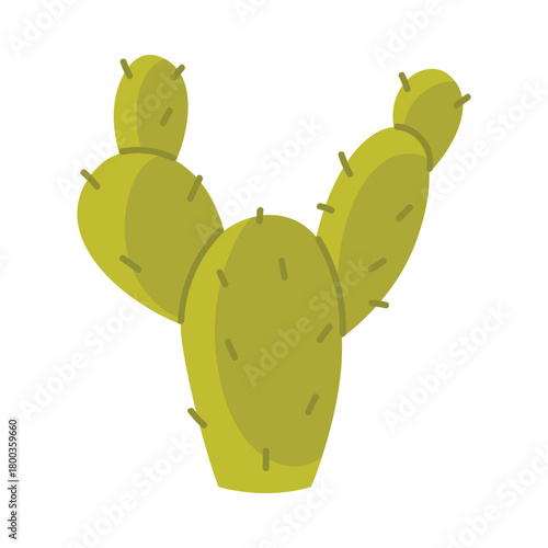 Minimal green cactus plant isolated on white background, perfect for Brazil nature themes vector illustration