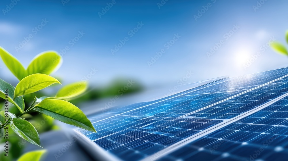 Fototapeta premium Harnessing solar energy innovative solar panels amidst lush greenery eco-friendly technology bright daylight nature's harmony