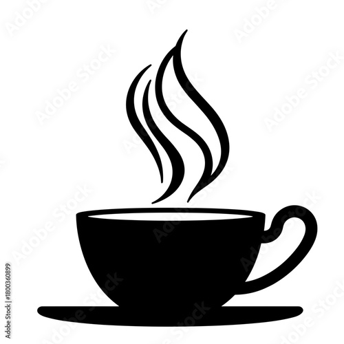 Silhouette of steaming coffee cup, remote work symbol and home office break