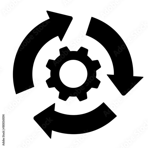 Circular Arrows with Gear Icon, Iterative Improvement and Progress in Process Optimization