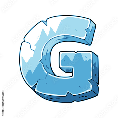 Letter 'G' rendered with glacial effect 3D