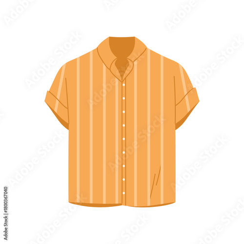 Isolated short sleeve striped men shirt in orange color for fashion and clothing design vector illustration