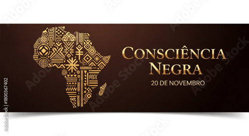 Consciencia negra black awareness banner isolated on white background