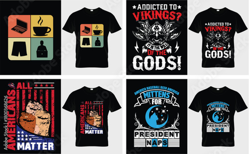 Creative Funny American and Viking T Shirt Set