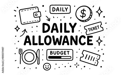 Minimalist design highlighting daily budget and financial planning symbols