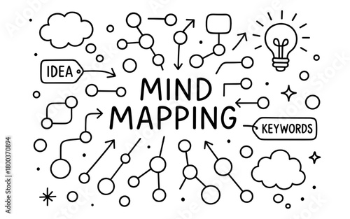 Mind mapping concepts with handdrawn elements and creative connections