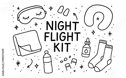 Travel essentials for a comfortable night flight with sleep accessories
