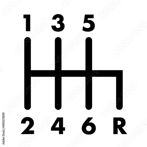 6-Speed Manual Transmission Gear Shift Pattern Diagram (Reverse Right and Down)