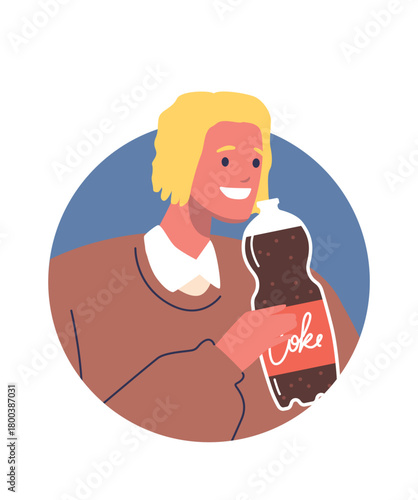 Man drinking soda from bottle