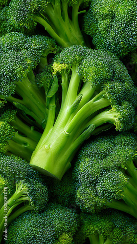 An endless field of fresh broccoli florets filling the entire frame, creating a vibrant green vegetable background that evokes abundance, harvest, and agricultural production.

