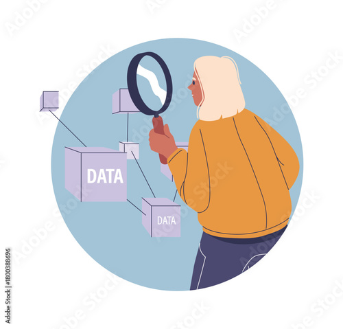 Manager working with data cyberspace