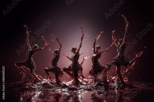 Wine Splash Dancers – Surreal Fluid Motion Artwork