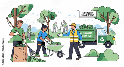 Community Volunteers Participating In A Neighborhood Clean-Up Event