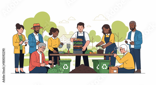 Diverse Community Gardeners Working Together On Environmental Sustainability