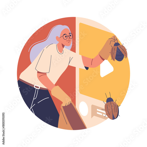 Woman programmer catching bugs successfully