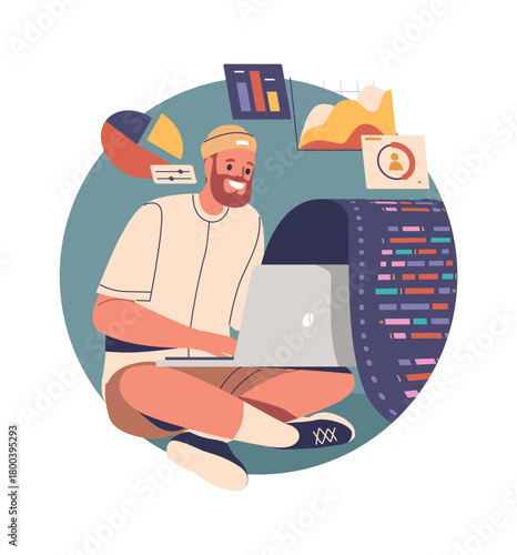 Man developer IT-specialist developing program