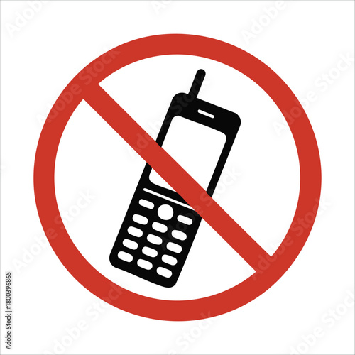 no cell phones allowed sign with crossed out device vector art isolated on white background