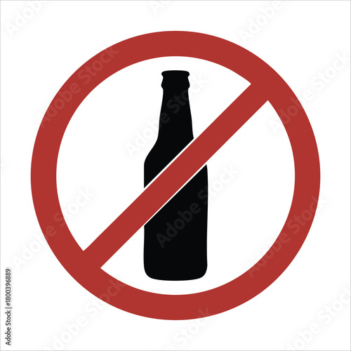 no drinking sign with crossed out beverage vector art isolated on white background