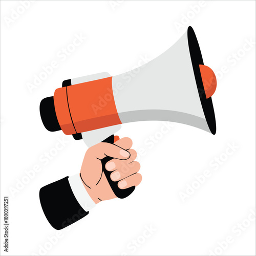 man holding loudspeaker symbolizing freedom of speech vector art isolated on white background