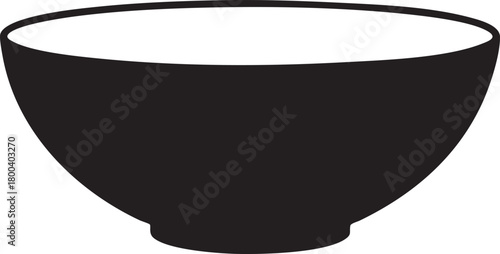 Isolated Empty Bowl Silhouettes Stock Illustration of Simple Minimal Kitchenware Shape on White Background