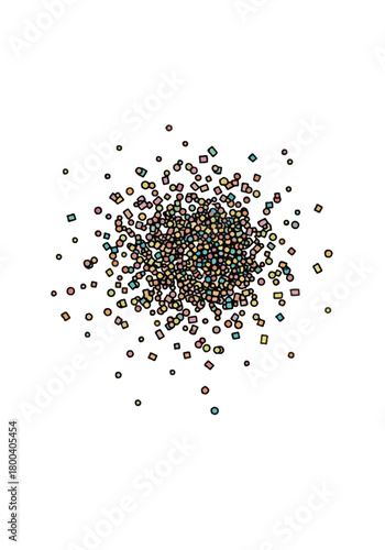 Cluster of small dark seeds arranged in a circular pattern on white background for macro closeup.