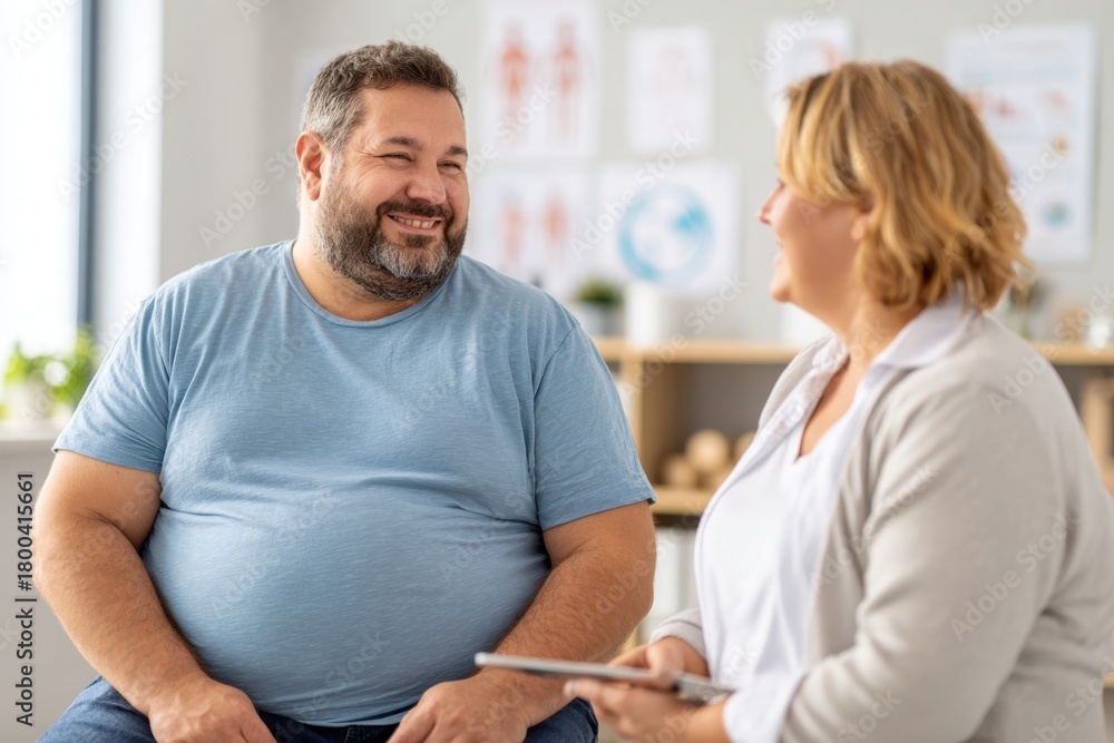 Obraz premium Overweight patient consultation in a modern clinic